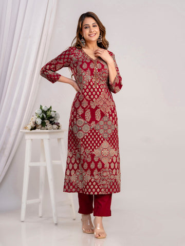 Printed Cotton Kurti With Pants