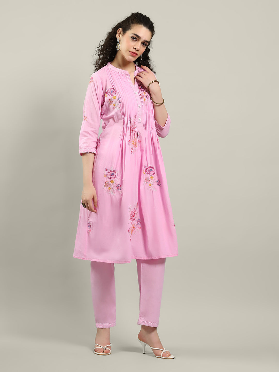 Printed Cotton Blend Kurta With Pants