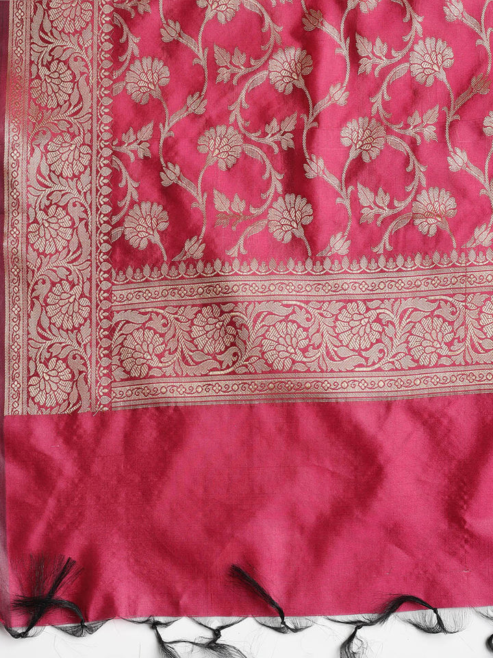 Woven Banarasi Chanderi Unstitched Suit With Dupatta