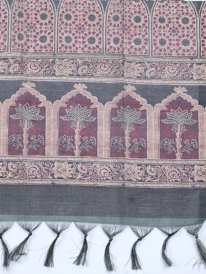 Embroidered Cotton Blend Unstitched Suit With Pant &amp; Dupatta
