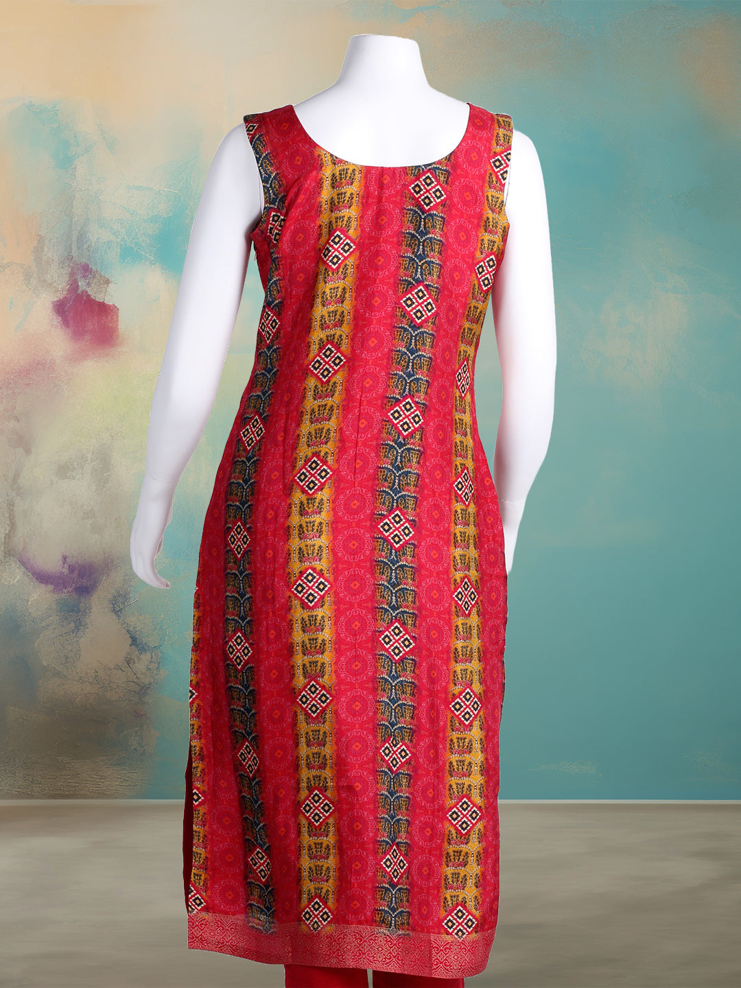 Embroidered Art Silk Kurta With Pant & Dupatta