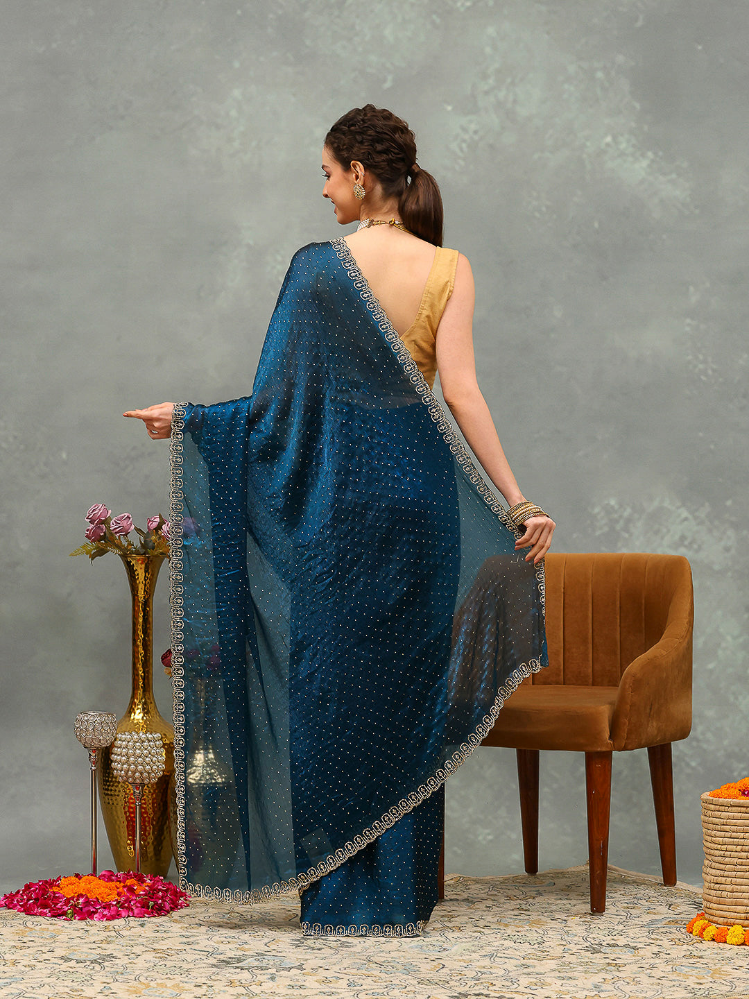 Embroidered Chiffon Saree