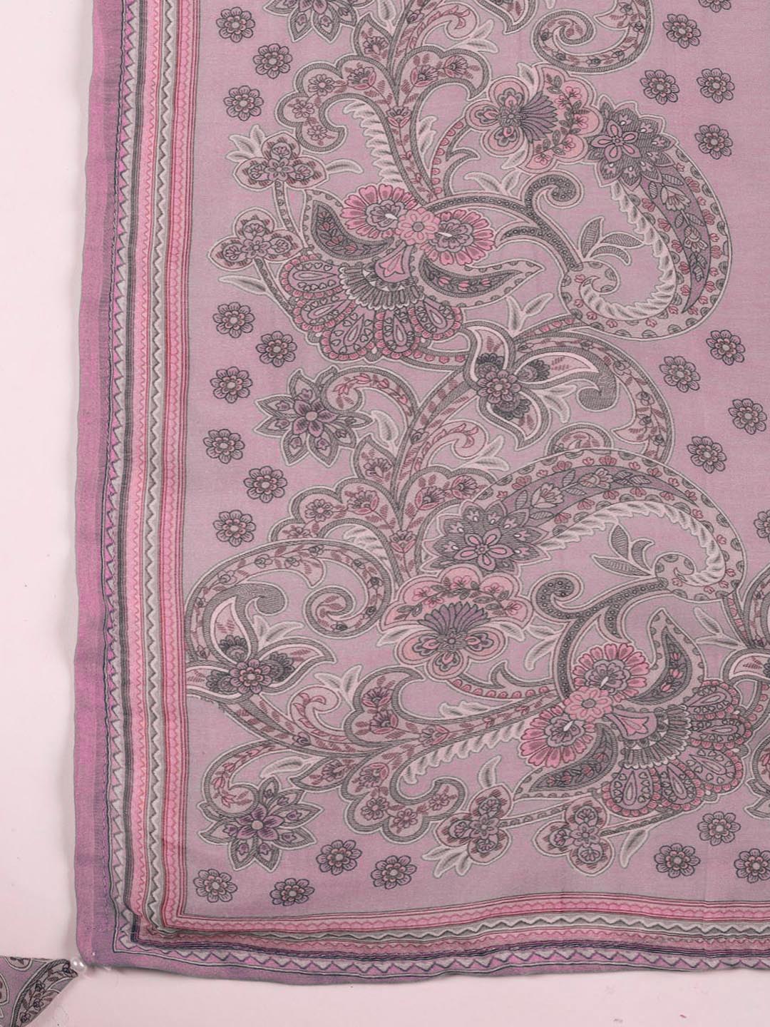 Floral Printed Muslin Unstitched Suit Piece With Dupatta