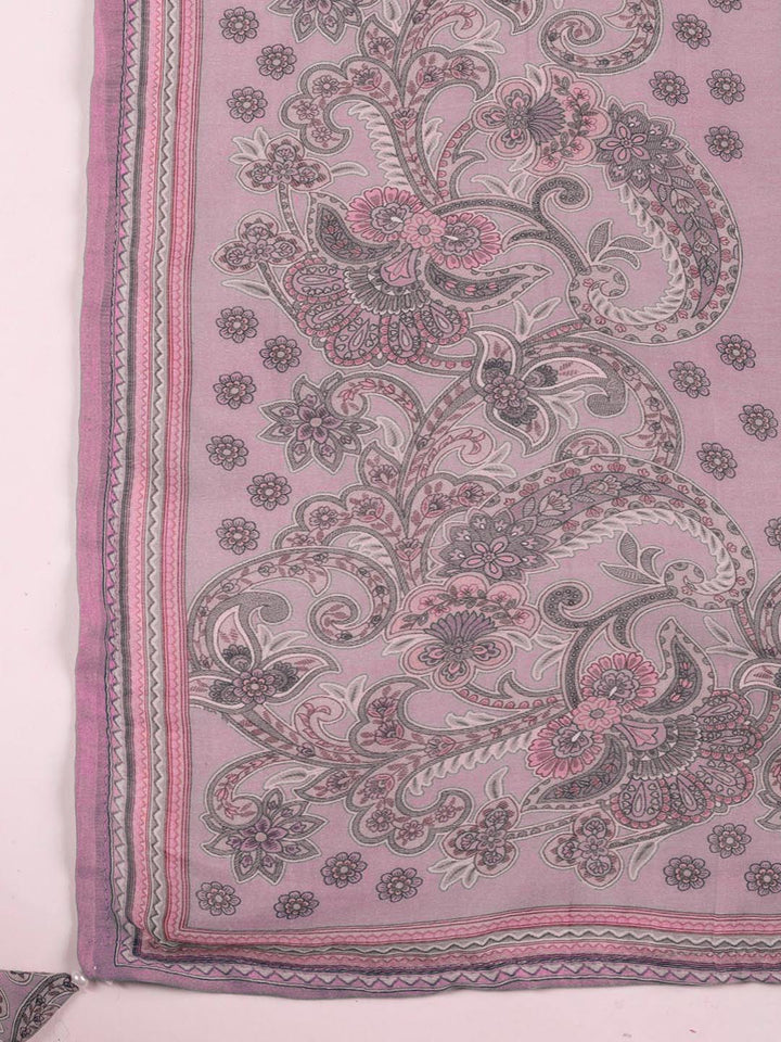 Floral Printed Muslin Unstitched Suit Piece With Dupatta
