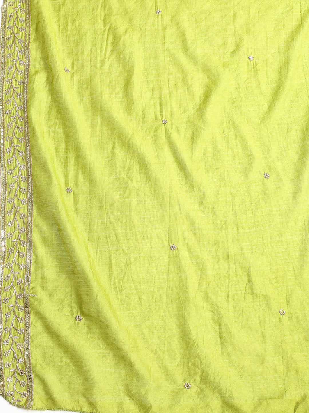 Neck Embroidered Chanderi Unstitched Suit With Dupatta