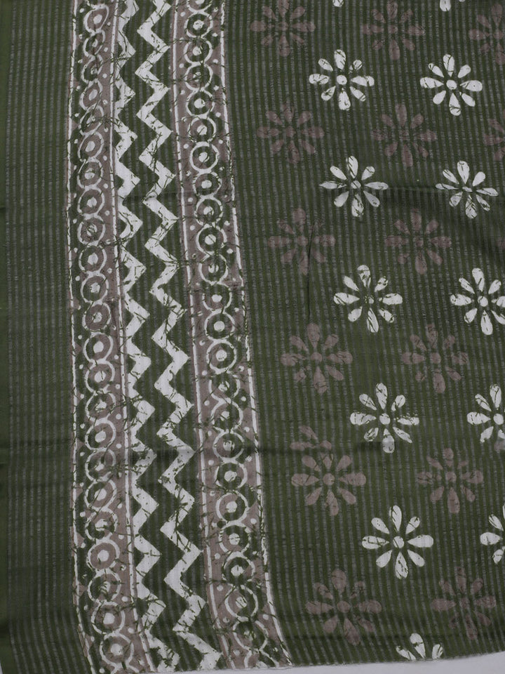 Printed Cotton Blend Unstitched Suit With Dupatta