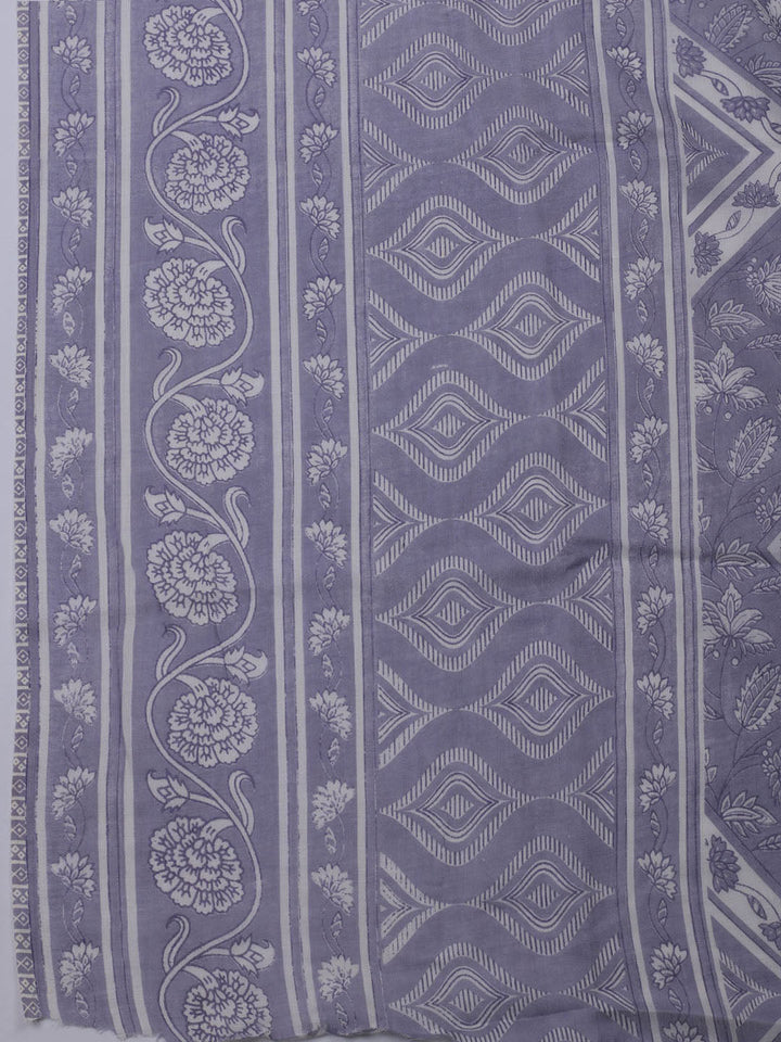 Printed Cotton Blend Unstitched Suit With Dupatta