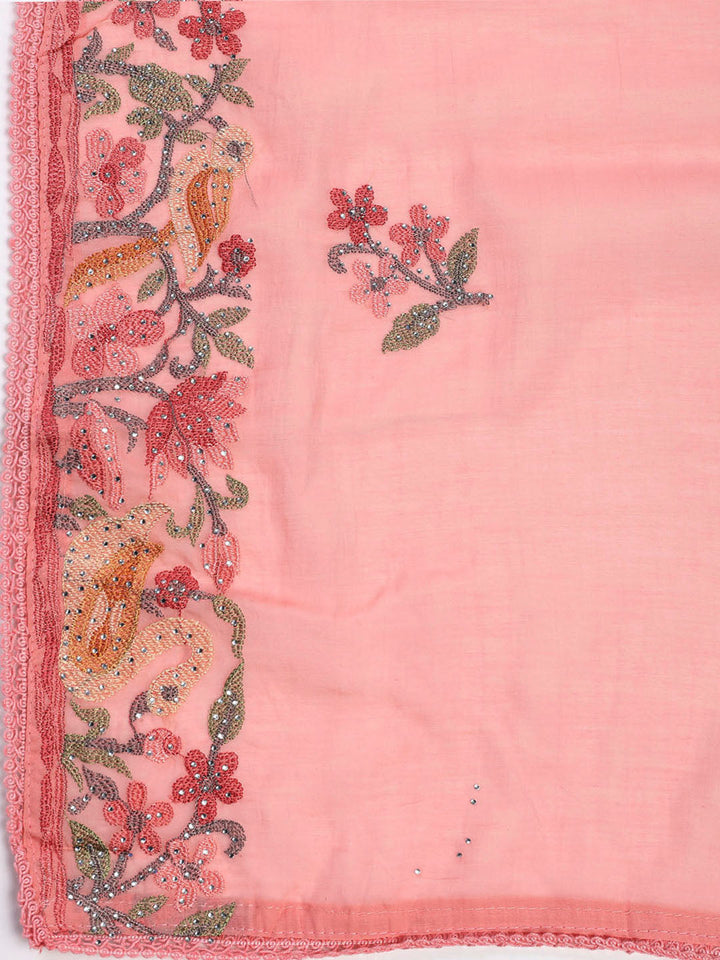 Embroidered Cotton Blend Unstitched Suit With Dupatta