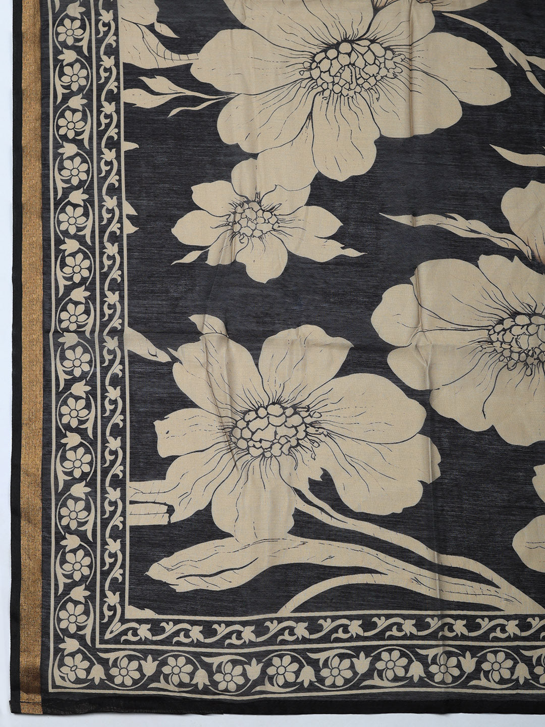 Printed Chanderi Unstitched Suit With Pant &amp; Dupatta