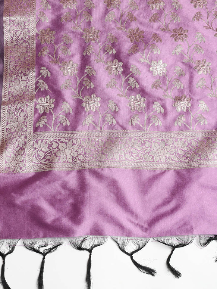 Woven Banarasi Chanderi Unstitched Suit With Dupatta