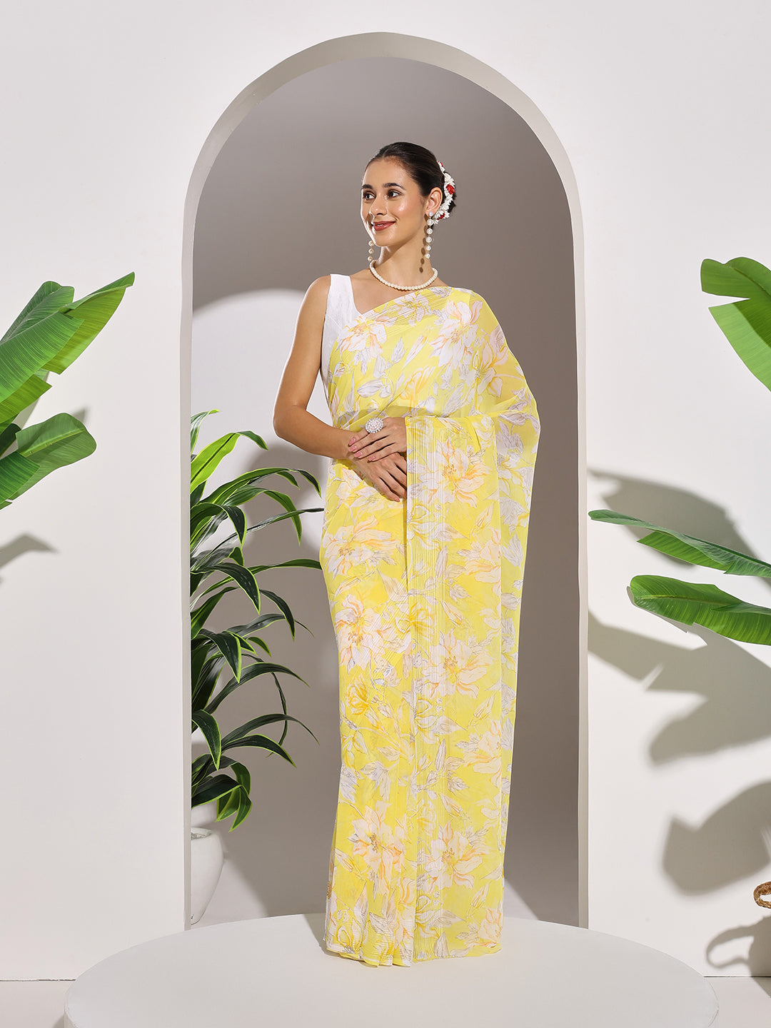 Floral Printed Georgette Saree