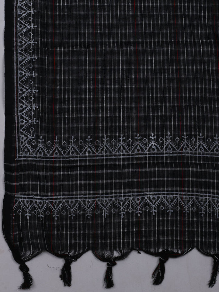 Patch Neck Cotton Blend Unstitched Suit With Dupatta