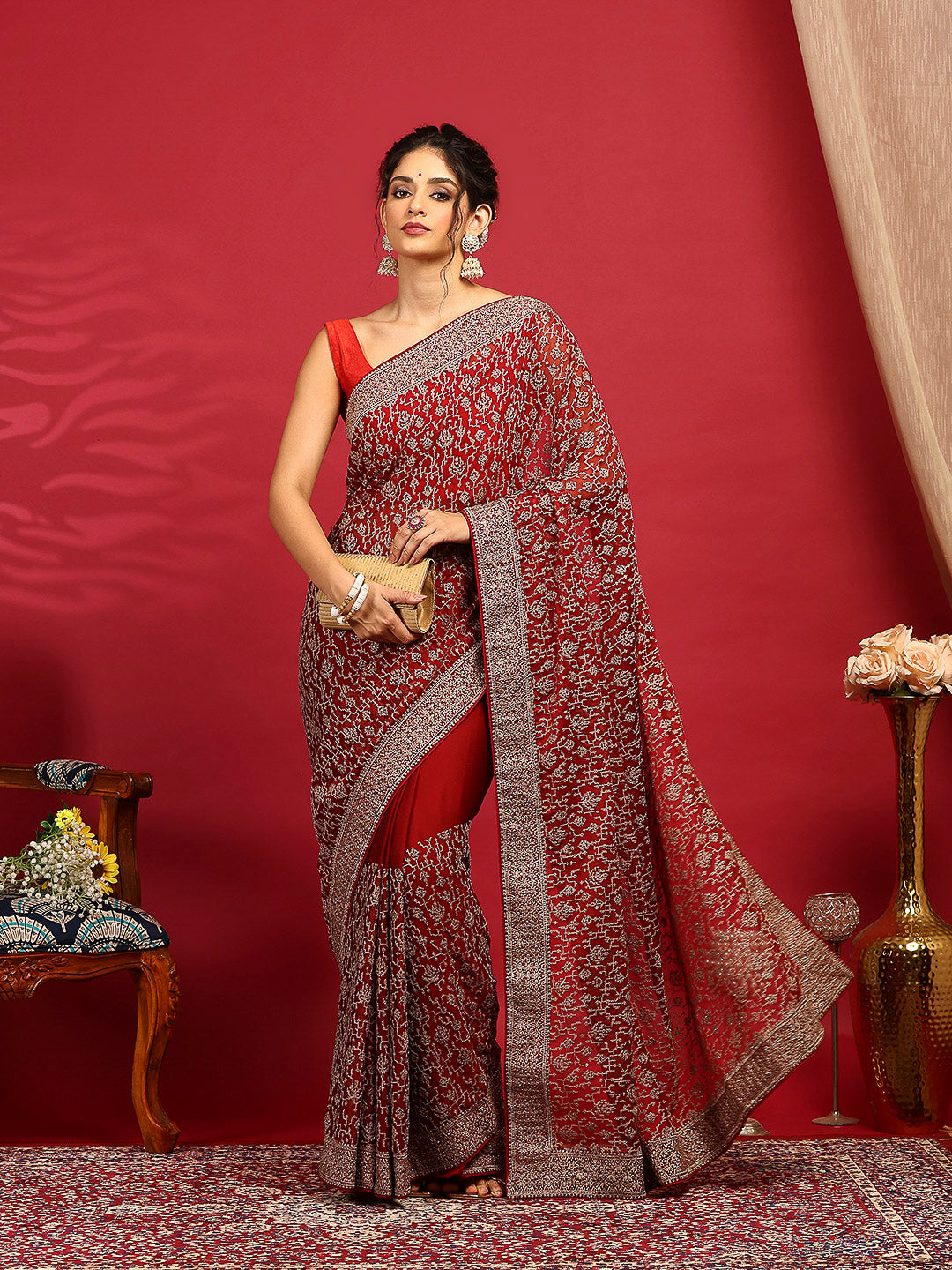 Embroidered Georgette Saree