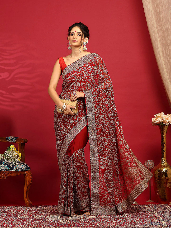 Embroidered Georgette Saree