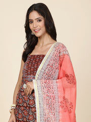 Schiffli Printed Cotton Unstitched Suit Piece With Dupatta