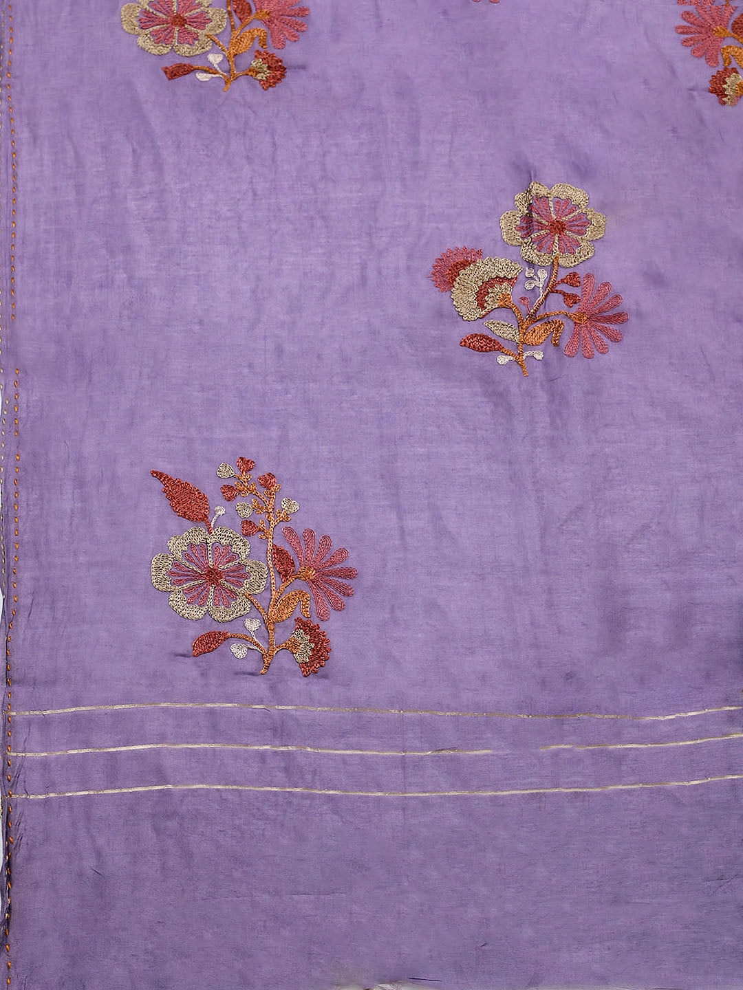 Embroidered Cotton Blend Unstitched Suit With Pant &amp; Dupatta