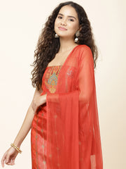 Neck Embroidered Handloom Unstitched Suit With Dupatta