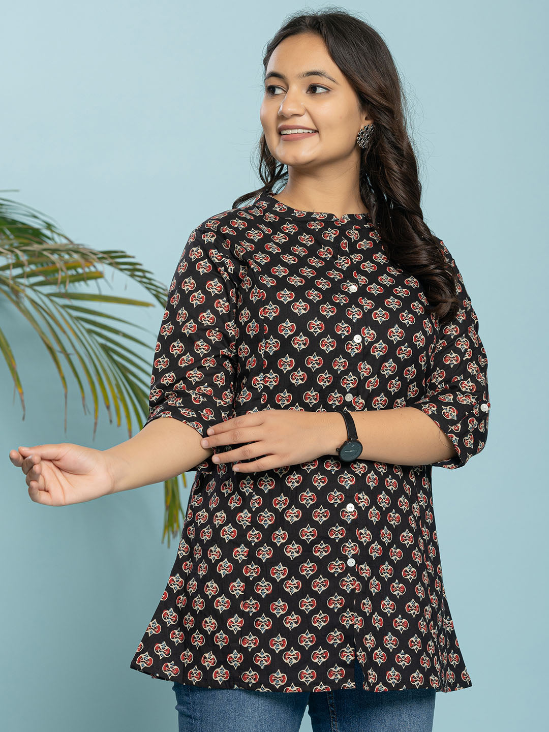 Printed Cotton Blend Short Kurti