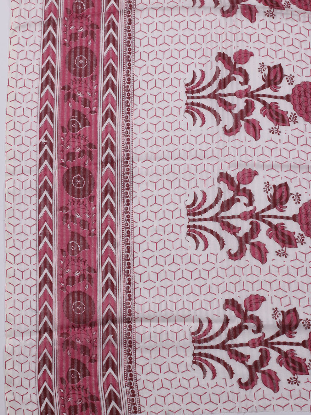 Patch Neck Cotton Blend Unstitched Suit With Dupatta