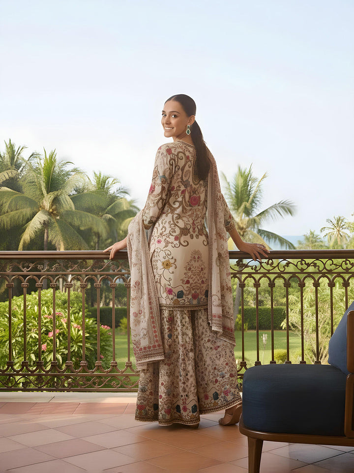 Printed Muslin Kurta With Gharara &amp; Dupatta