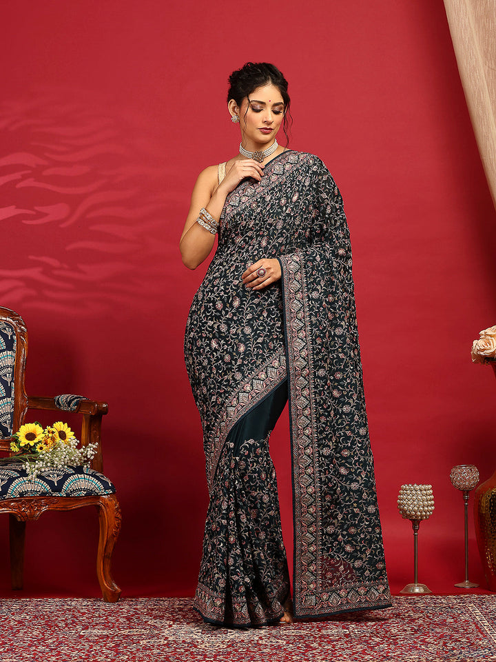 Embroidered Georgette Saree