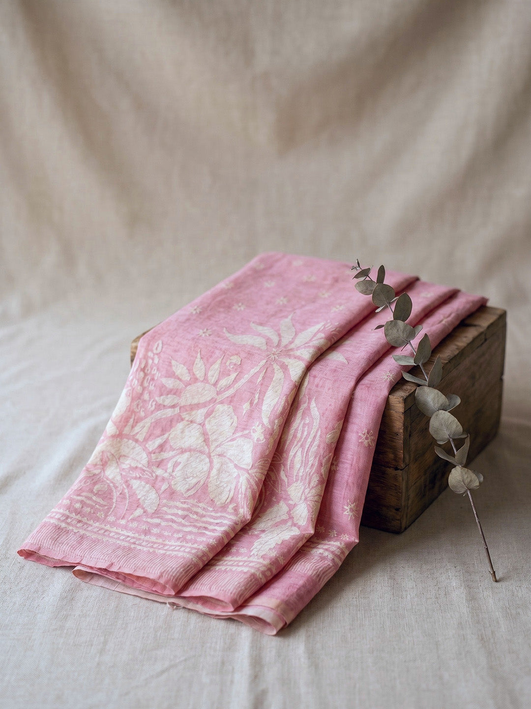 Printed Chanderi Unstitched Suit With Pant &amp; Dupatta