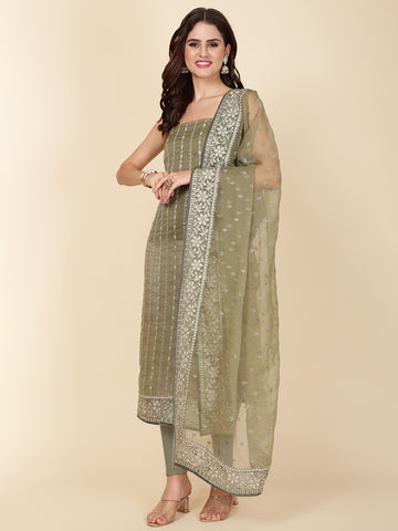 Embroidered Chiffon Unstitched Suit Piece With Dupatta