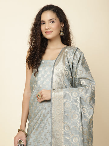 Woven Chanderi Unstitched Suit With Dupatta