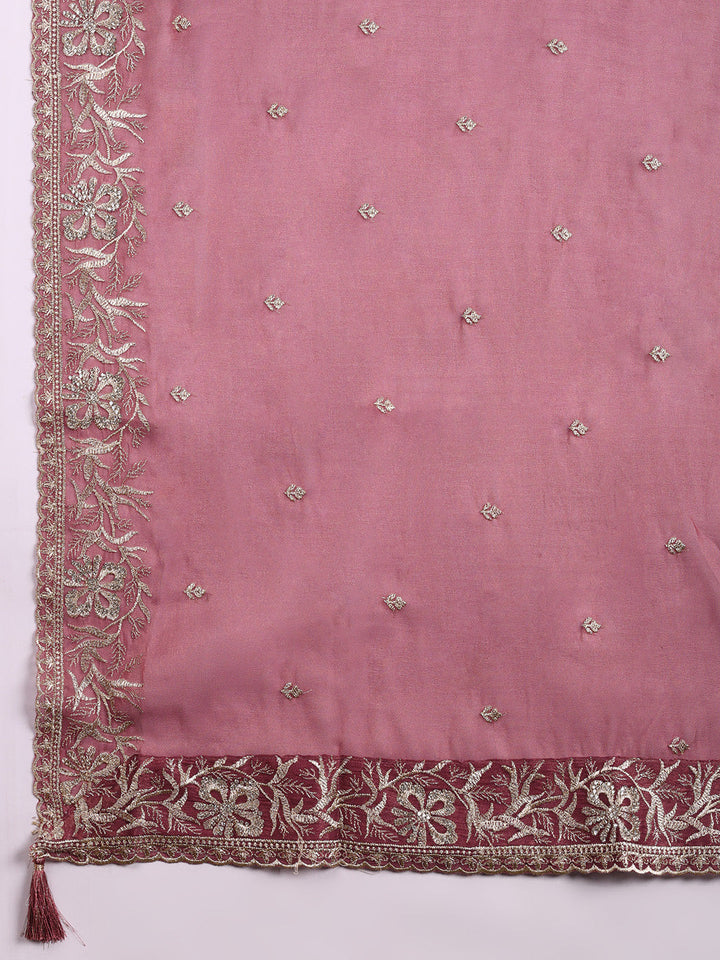 Embroidered Tissue Unstitched Suit With Pant &amp; Dupatta