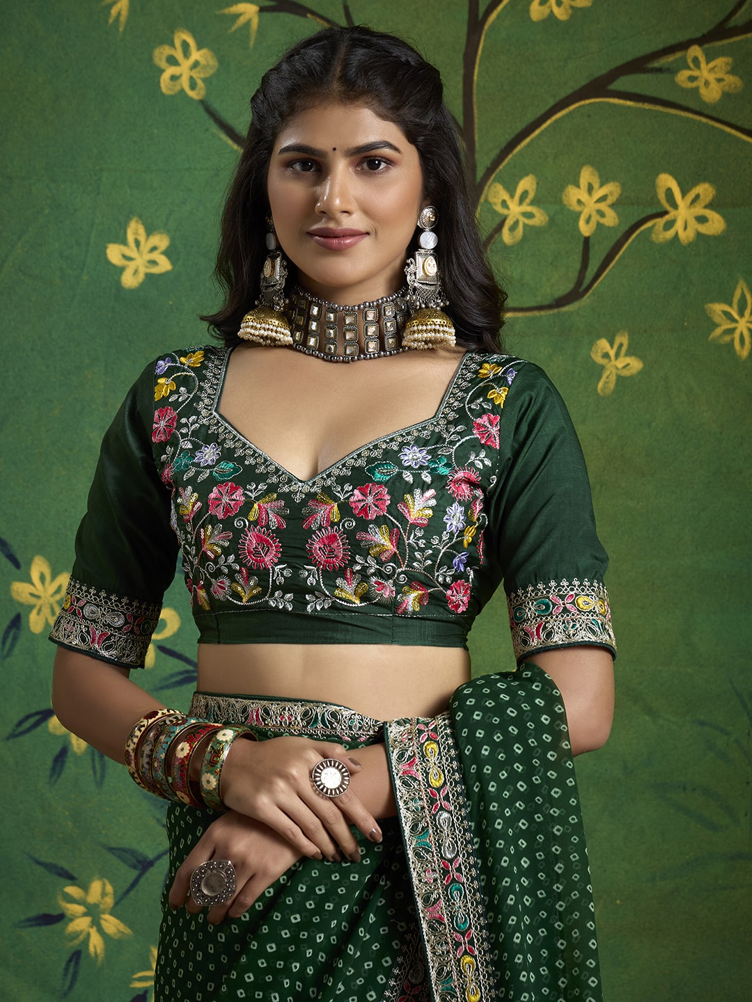 Bandhani Print Georgette Saree