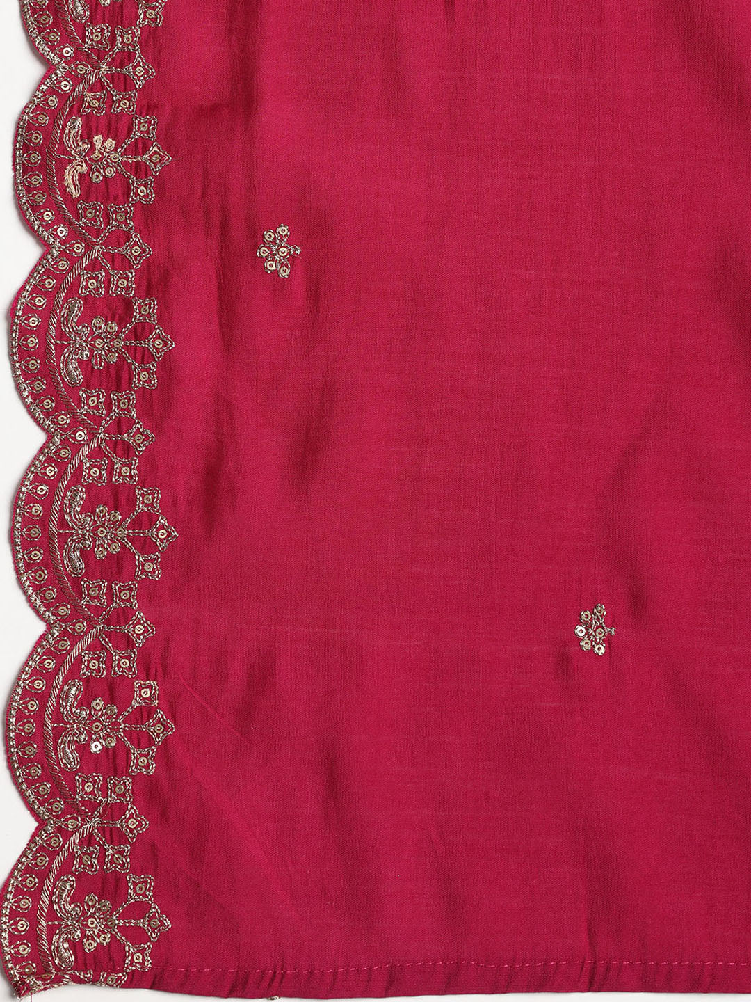 Neck Embroidered Chanderi Unstitched Suit With Dupatta