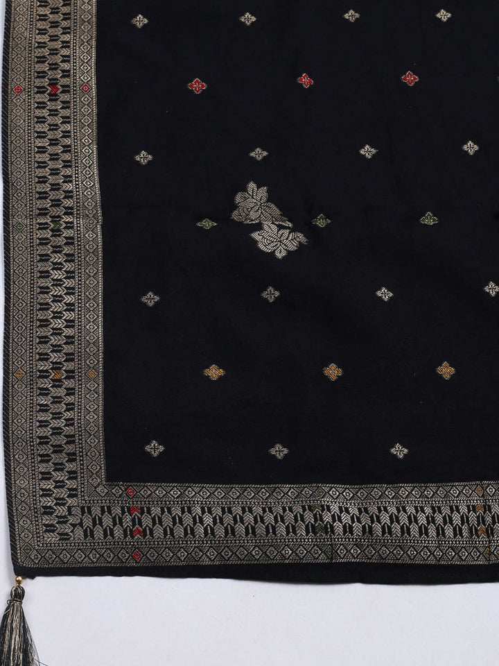 Pashmina Woven Design Unstitched Kurta With Pant &amp; Dupatta