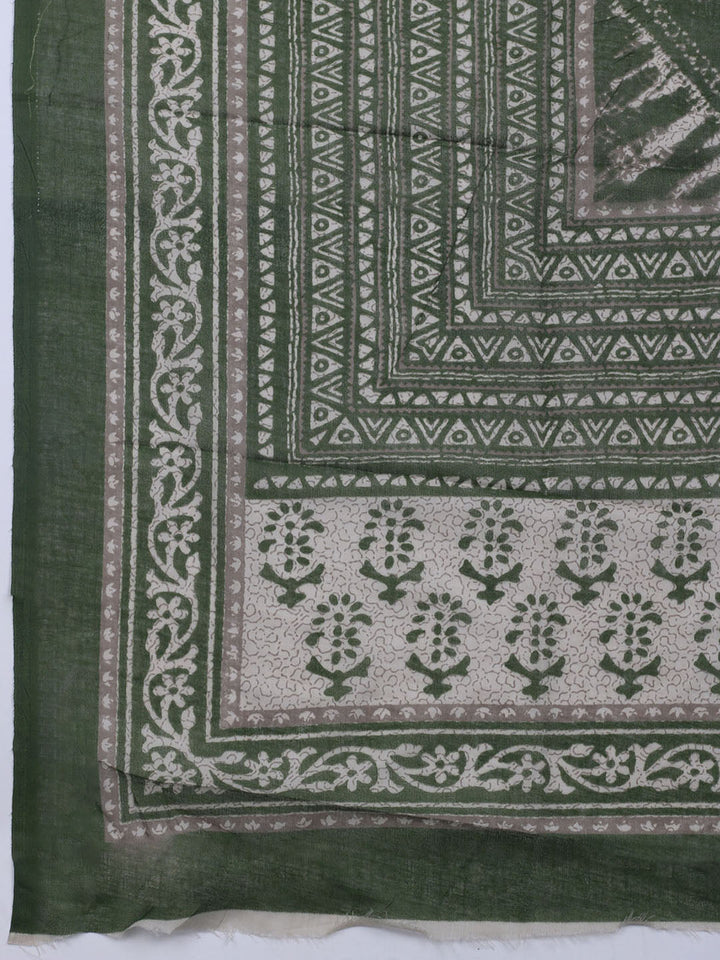 Patch Neck Cotton Blend Unstitched Suit With Dupatta