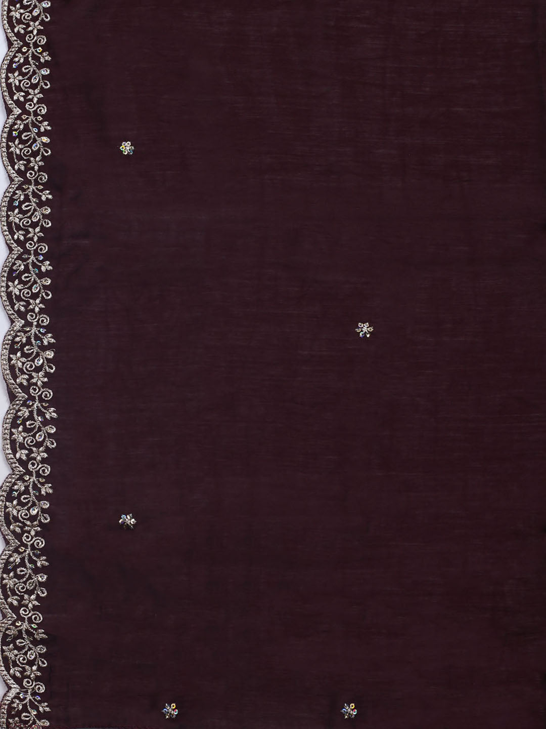 Neck Embroidered Chanderi Unstitched Suit With Dupatta