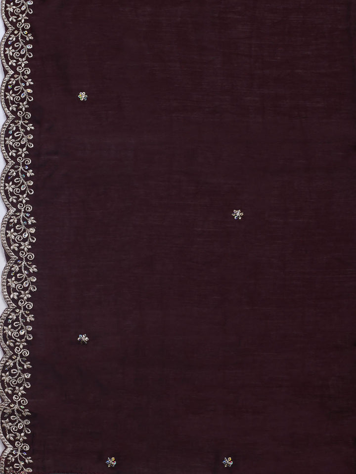 Neck Embroidered Chanderi Unstitched Suit With Dupatta