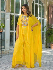 Embroidered Chinon Top With Plazzo