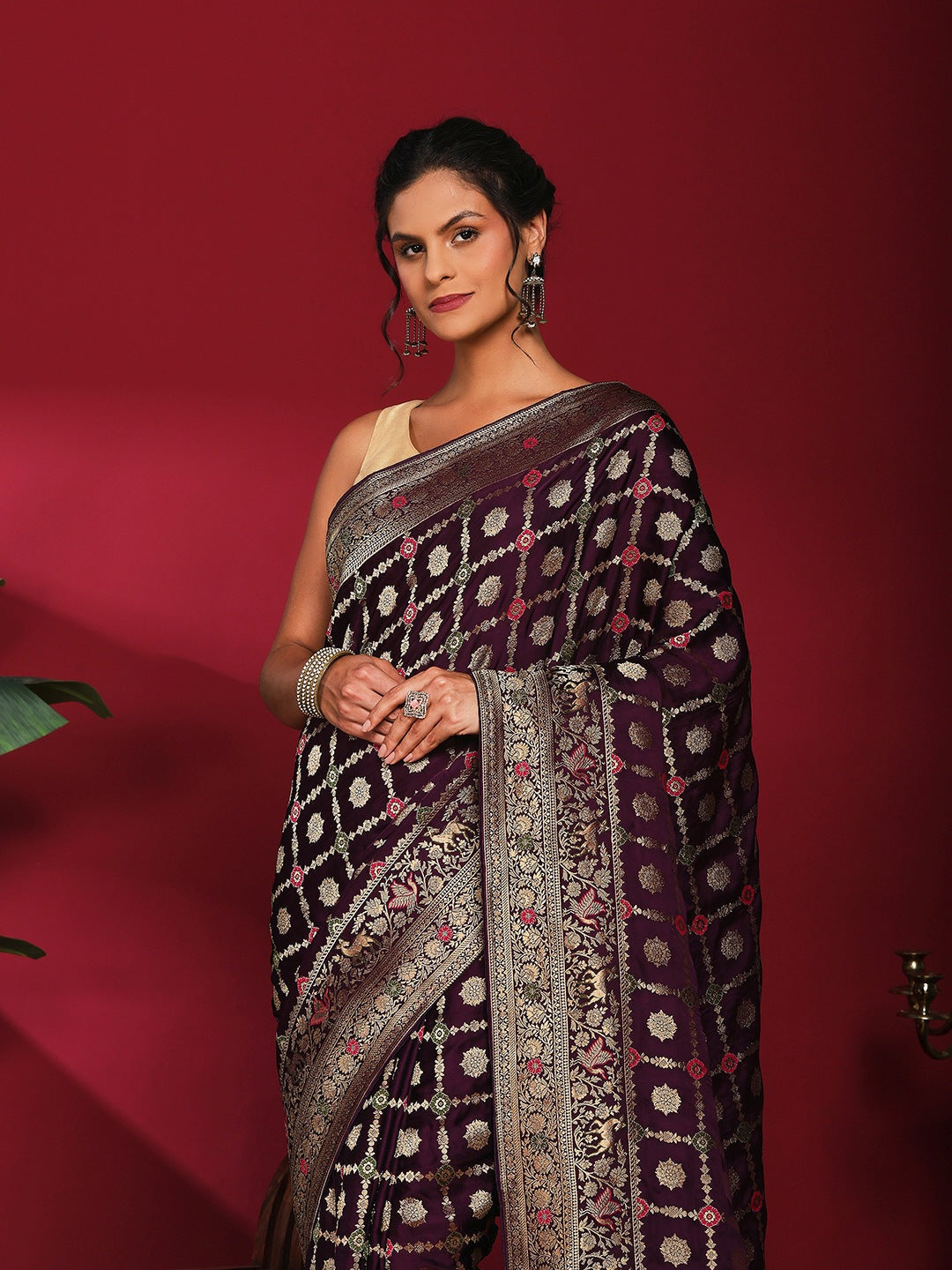 Woven Design Satin Saree