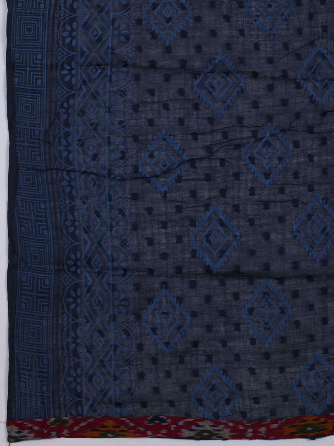 Patch Neck Cotton Blend Unstitched Suit With Dupatta