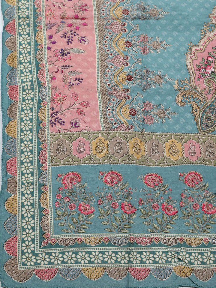Embroidered Muslin Unstitched Suit With Pant &amp; Dupatta