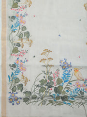 Printed Linen Blend Unstitched Suit With Pant & Dupatta