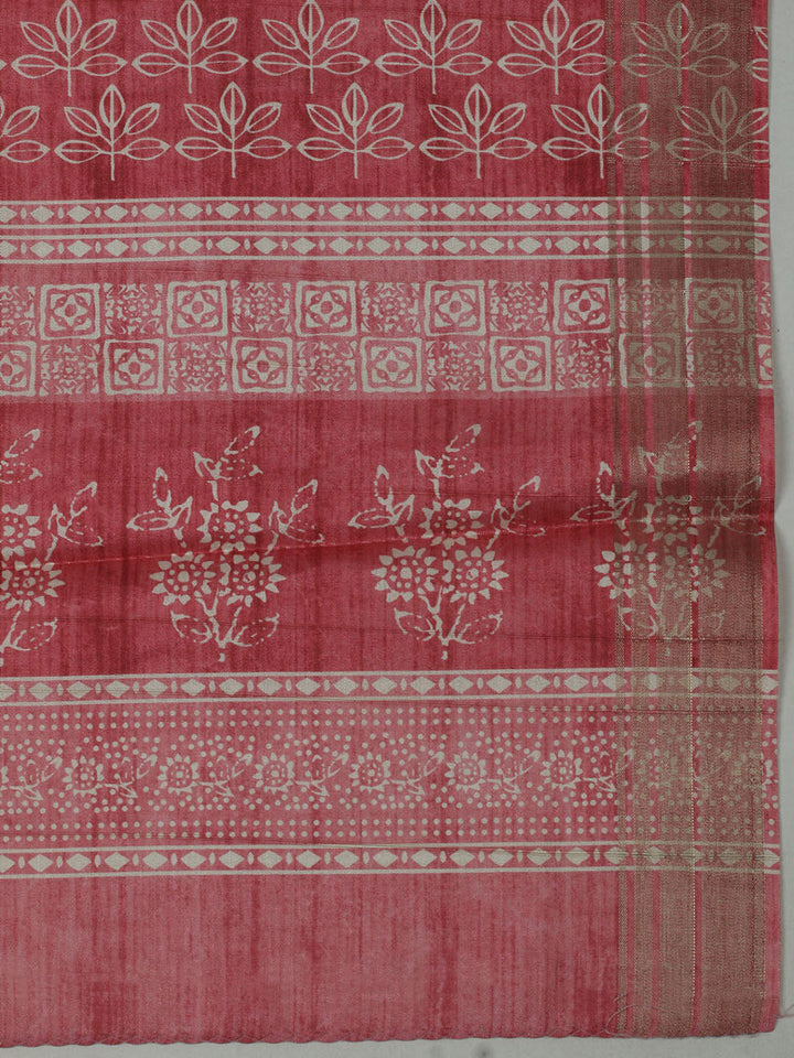 Embroidered Chanderi Unstitched Suit With Pant &amp; Dupatta