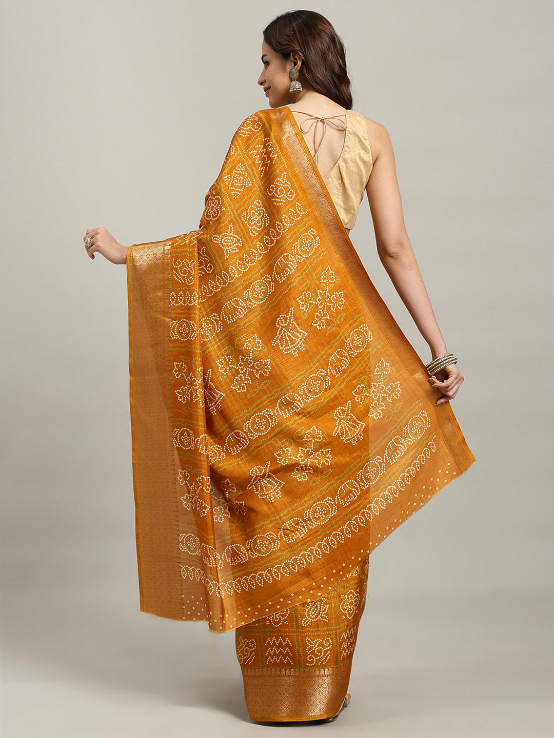 Bandhani Printed Dola Cotton Saree