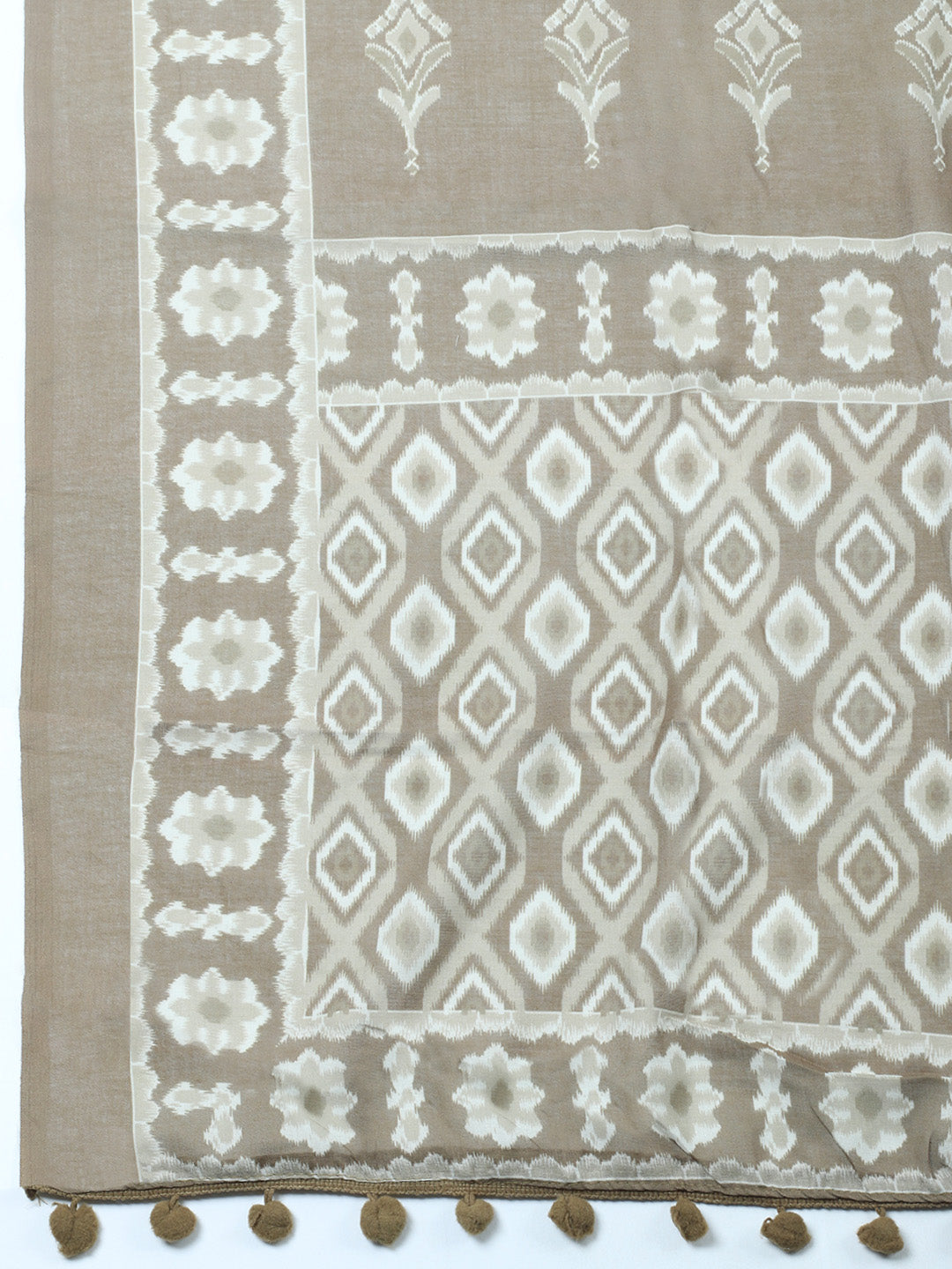 Embroidered Cotton Blend Unstitched Suit With Pant &amp; Dupatta