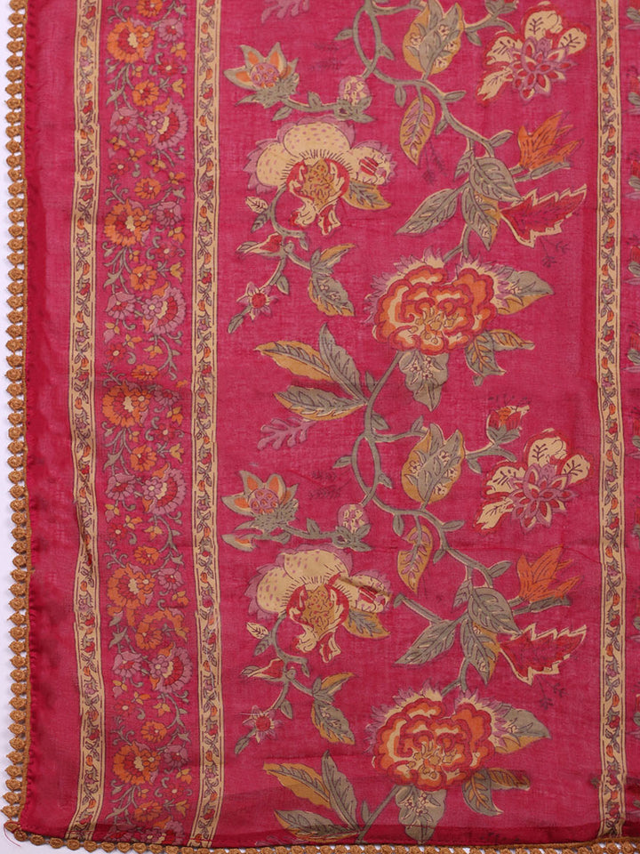 Embroidered Cotton Blend Unstitched Suit With Pant &amp; Dupatta