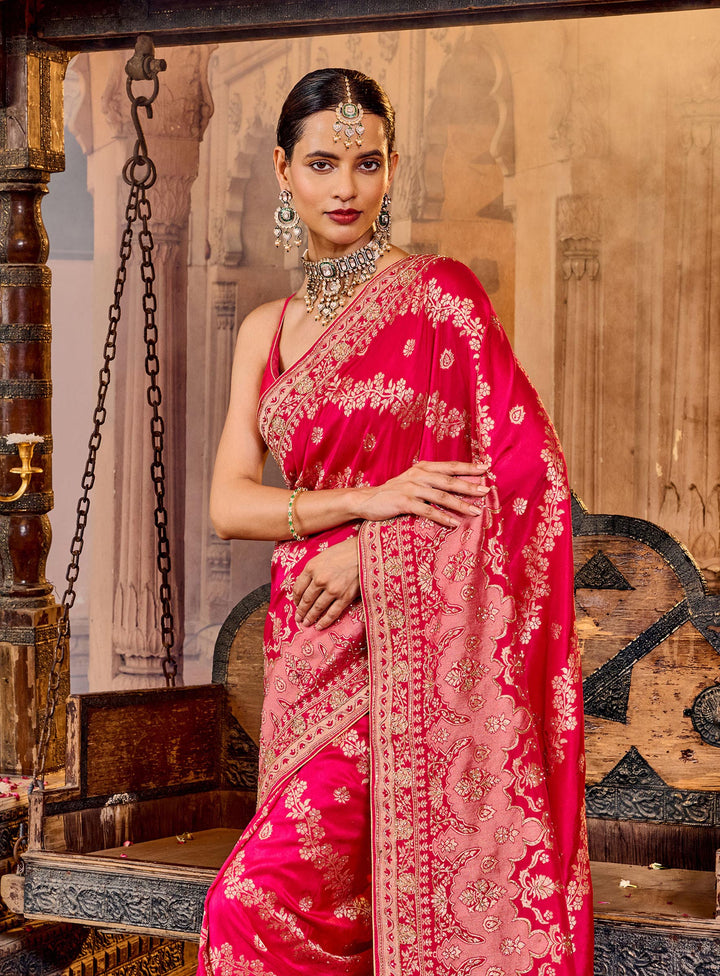 Rani Embroidered Design Dola Silk Saree