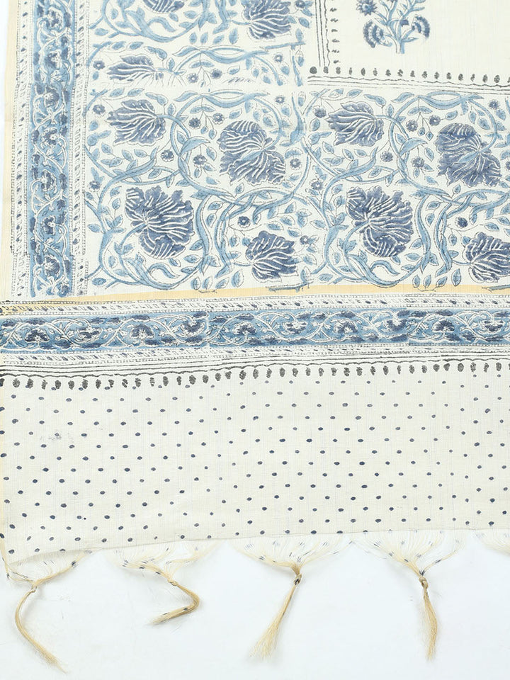 Printed Cotton Blend Unstitched Suit With Pant &amp; Dupatta
