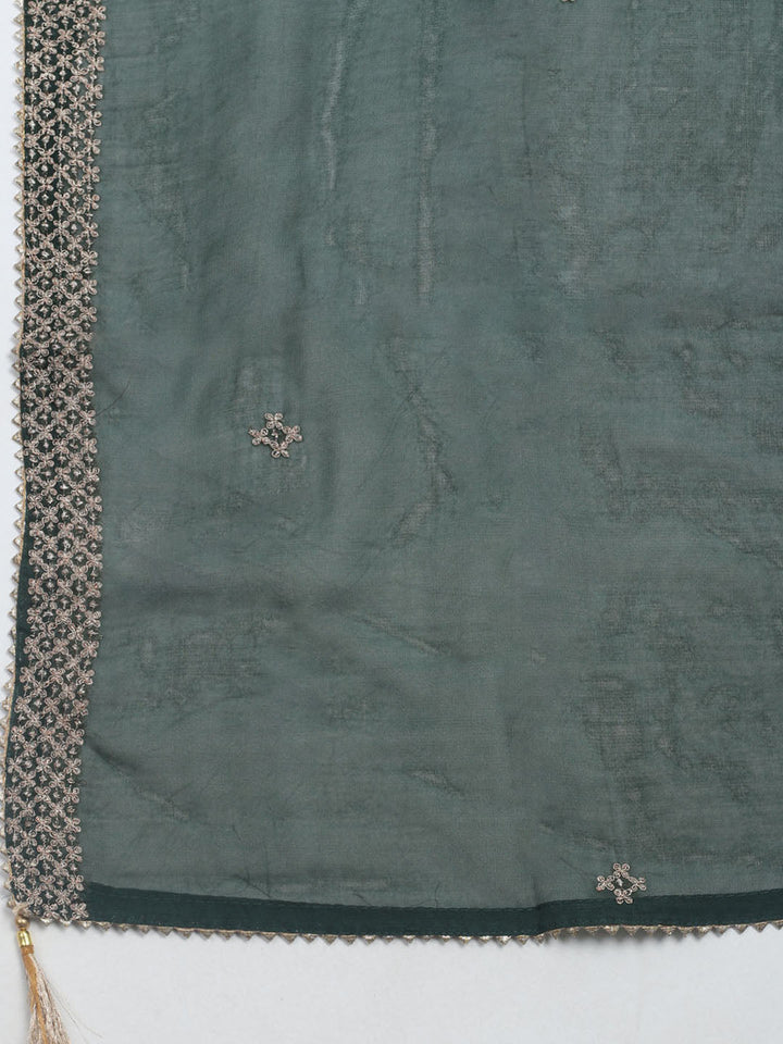 Embroidered Chanderi Unstitched Suit With Dupatta