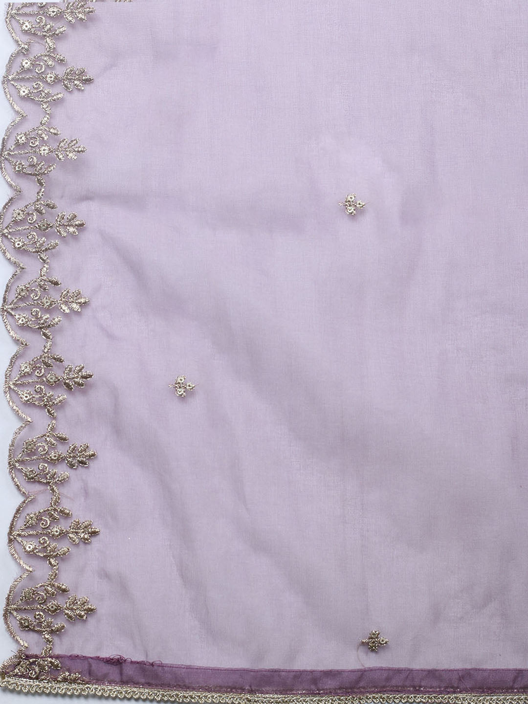 Embroidered Chanderi Unstitched Suit With Pant &amp; Dupatta