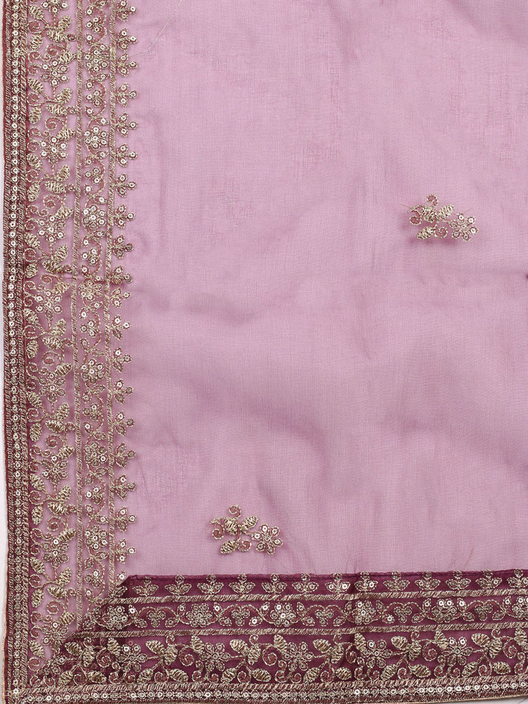 Neck Embroidered Chanderi Unstitched Suit With Dupatta