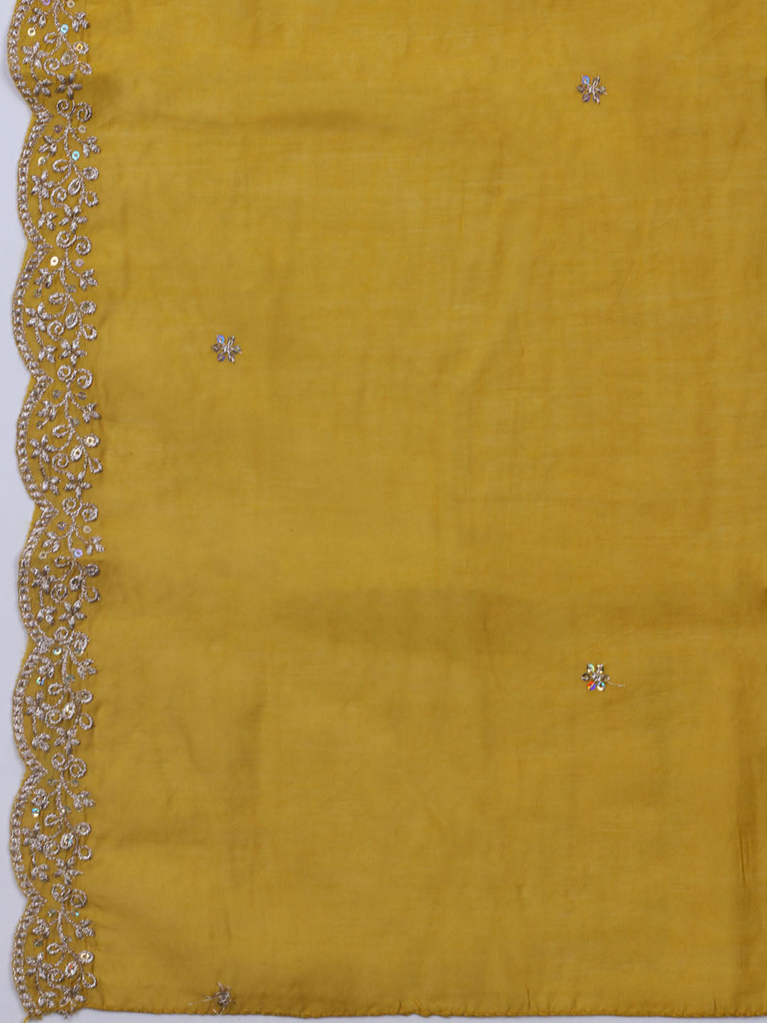 Neck Embroidered Chanderi Unstitched Suit With Dupatta